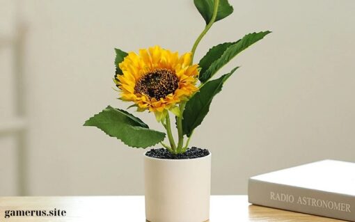 Sunflower Plant Ceramic Pot Decor (1)