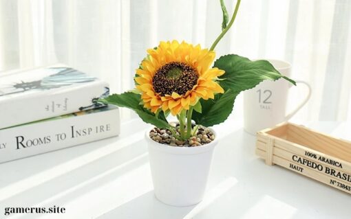 Sunflower Plant Ceramic Pot Decor (2)